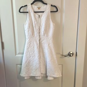 Leifsdottir for Anthro: White above-the-knee cotton brocade dress with pockets